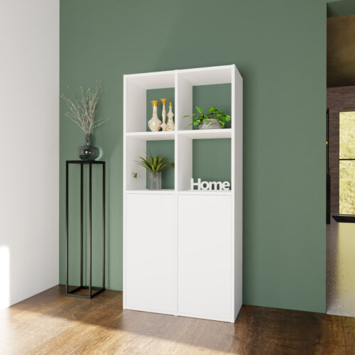 Bibliothèque à cases sans fond avec portes