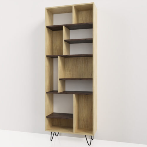 Petite étagère en bois asymétrique <br> 79x180x30cm - Tikideco