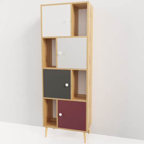 Petite bibliothèque en bois, 180x69cm <br> Mélaminé - Tikideco
