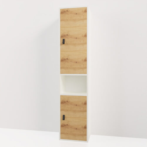 Cache tableau électrique blanc et bois <br> 40x180x30cm - Tikideco