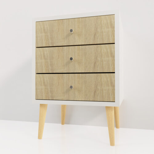 Table de chevet blanche en bois <br> 42x42x36cm - Tikideco