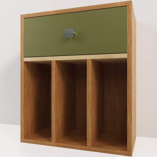 Table de chevet vert, en bois <br> 55x65x30cm - Tikimob