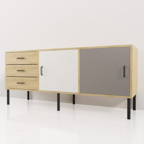 Meuble salon buffet, en bois <br> 160x50x45cm - Tikideco