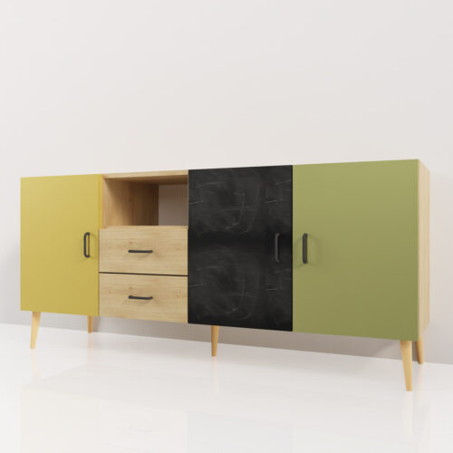 Buffet 3 portes avec étagère et tiroir <br> 170x60x45cm - Tikideco