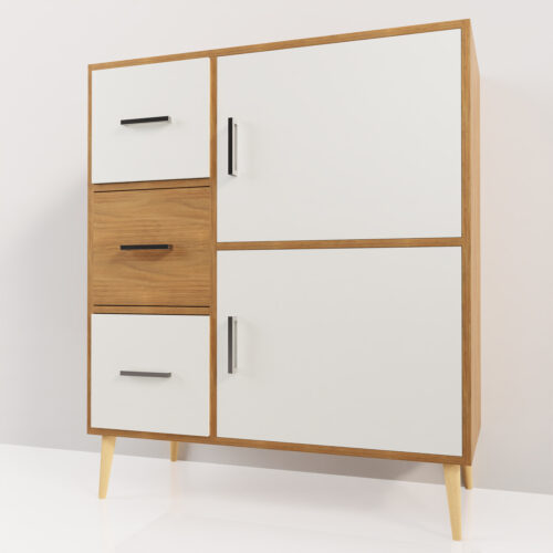 Commode blanche chambre <br> 100x100x45cm - Tikideco