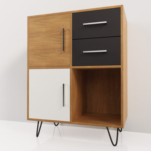 Buffet vaisselier avec tiroirs et portes <br> 90x100x50cm - Tikideco