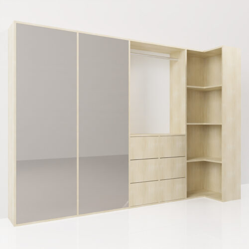 Dressing en coin, forme L <br> 254x60x180cm - Tikideco