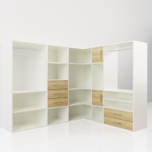 Dressing blanc, grande contenance <br> 236x196x180,5cm - Tikideco