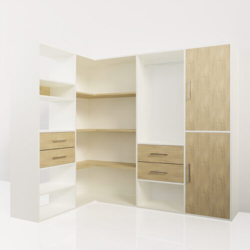 Meuble entrée angle, bois mélaminé 19mm <br> 196x138x180,5cm - Tikideco