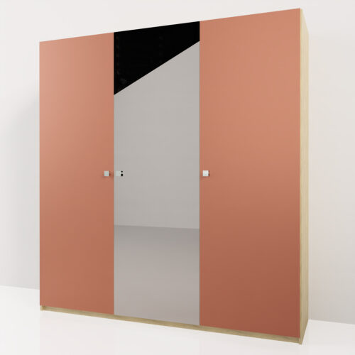 Placard pour chambre, double porte, miroir central <br> 208x55x220cm