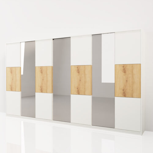 Dressing avec miroir, grande taille <br> 390x40x220cm - Tikideco