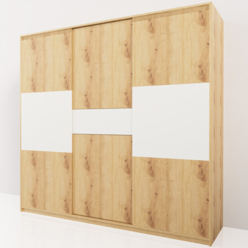 Dressing traditionnel, portes coulissantes, couleur bois clair<br> 235x60x220cm - Tikideco