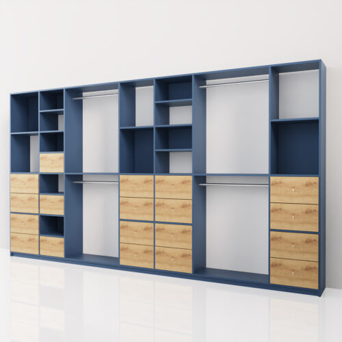 Tres grand dressing ouvert, marine<br> 400x35x220cm - Tikideco