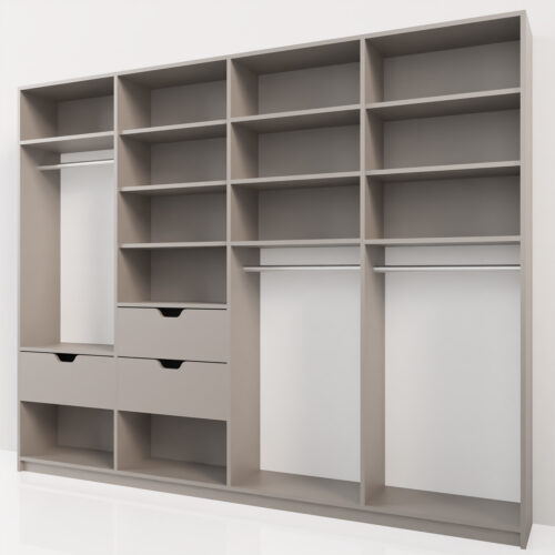 Dressing ouvert contemporain, couleur gris<br> 200x30x250cm - Tikideco