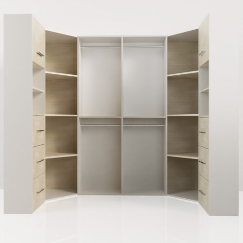 Dressing spacieux blanc, mélaminé 19mm <br> 244x113x210cm - Tikideco