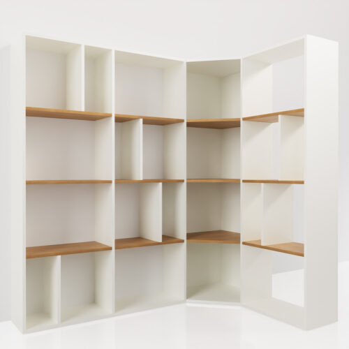 Bibliothèque d'angle couleur blanc en bois <br> 176x180x118cm - Tikideco