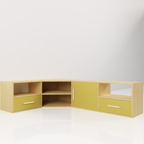 Meuble tv d'angle bas, en bois <br> 196x138x50cm - Tikideco