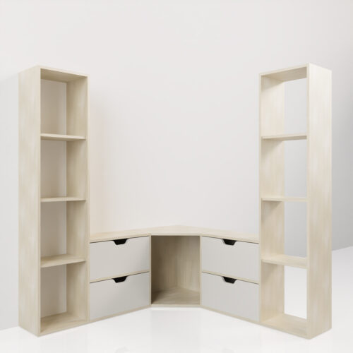 Étagère d'angle couleur blanc <br> 156x156x60cm - Tikideco