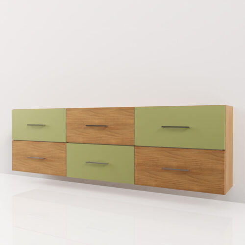 Meuble haut de cuisine, bois, vert <br> 200x60x30cm - Tikideco