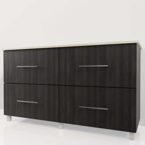 Meuble salle de bain sous lavabo noir <br> 155x50x80cm - Tikideco