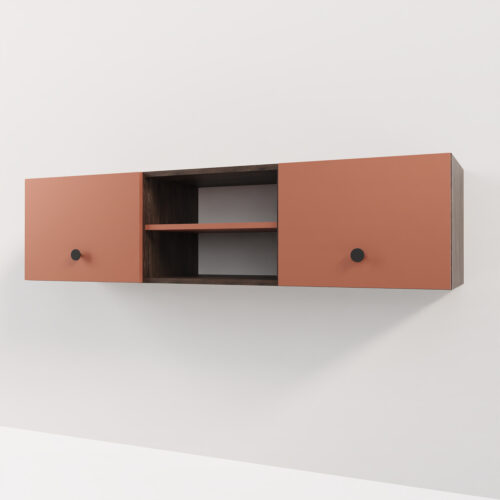 Armoire murale cuisine couleur terracotta <br> 160x40x40cm - Tikideco