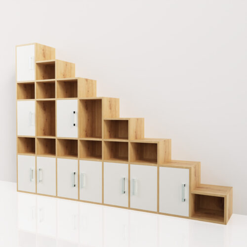 Meuble sous escalier, style scandinave<br> 250x35x180.5cm - Tikideco