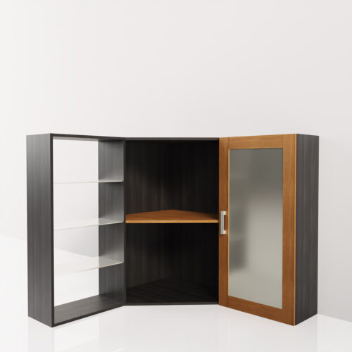 Meuble tv angle bois moderne <br> 138x138x121cm - Tikideco