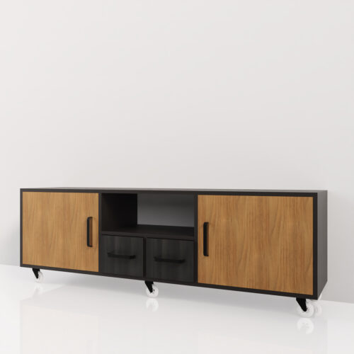 Meuble salon television moderne en bois <br> 175x40x48cm - Tikideco