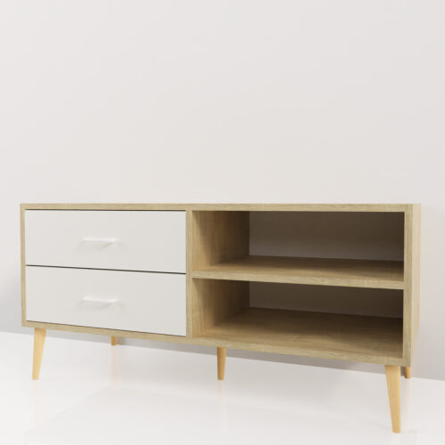 Meuble tv bois clair, scandinave <br> 120x50x40cm - Tikideco