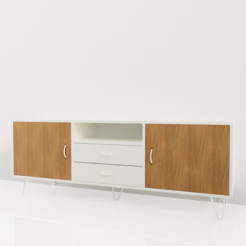 Commode tv claire en bois <br> 180x45x50cm - Tikideco