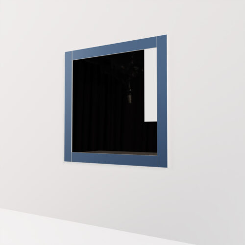 Miroir bleu, cadre en bois, carré <br> 100x100cm - Tikideco