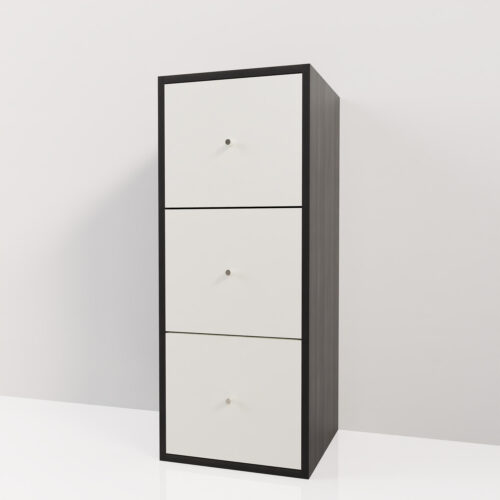 Petit meuble 3 tiroirs blanc et noir <br> 40x40x100cm - Tikideco