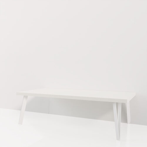 Table basse blanche design, en bois <br> 150x70x44cm - Tikideco