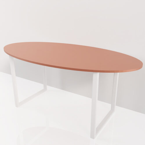 Table Terracotta, ovale, pieds blancs <br> 170x85x73cm - Tikideco