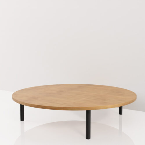 Table ronde basse, bois foncé <br> 160cm de diamètre - Tikideco