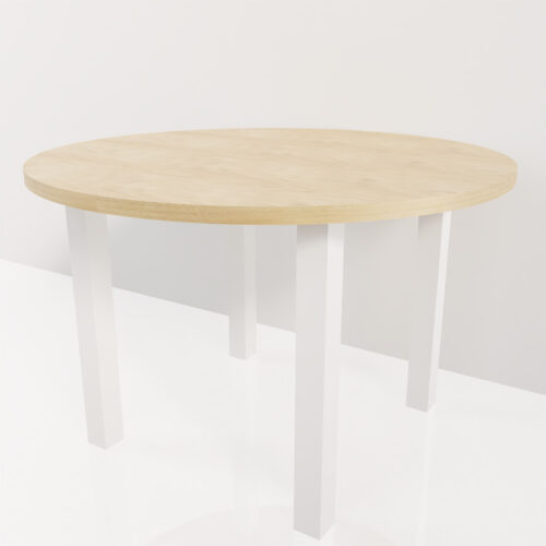 Table ronde haute, bois et blanc <br> 140cm de diamètre - Tikideco