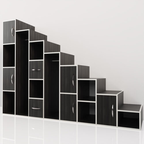 Meuble sous escalier, foncé <br> 250x90x180,5cm - Tikideco