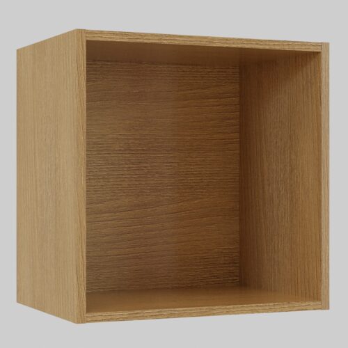 Tikub, étagère murale cube, 35x35x25cm <br> Acacia branson cognac