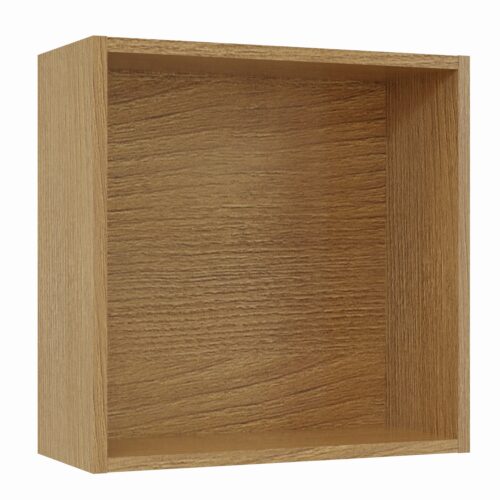 Tikub, étagère murale cube, 35x35x15cm <br> Acacia branson cognac