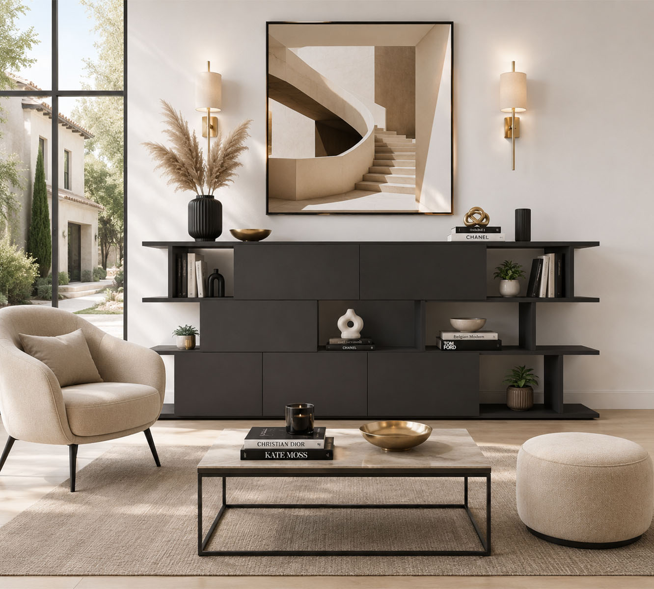 Myrta, un buffet asymétrique mêlant volumes fermés et niches ouvertes pour un design élégant et sur mesure