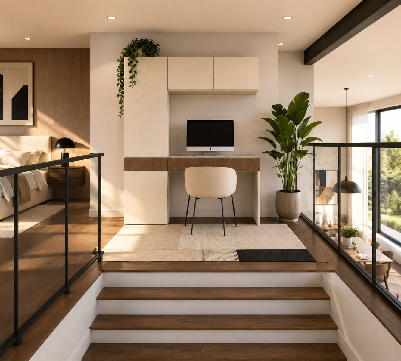 Neris signe un espace de travail épuré, parfaitement intégré, pensé comme une véritable pièce de design