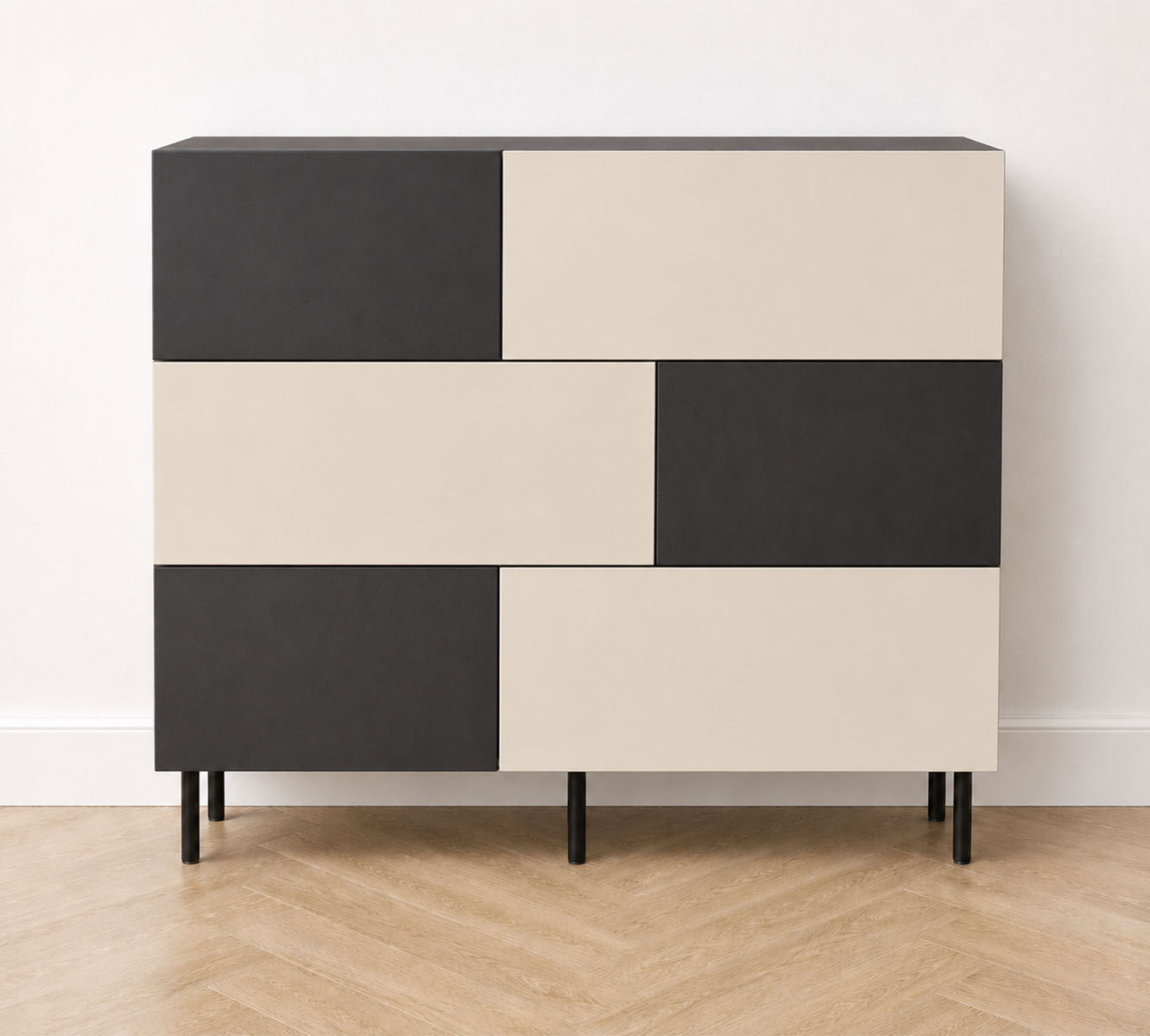 Zanaé, une commode où les lignes décalées créent un rythme graphique audacieux dans la chambre – Image 3