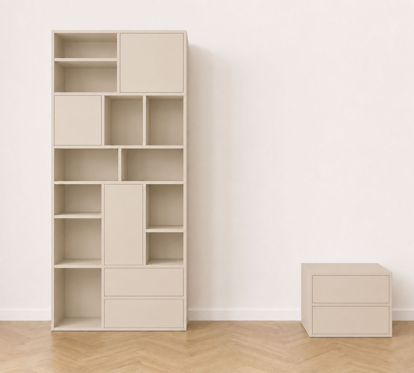 Nysa, une ligne de rangement sculptée, où les volumes pleins et ouverts composent une chambre avec subtilité – Image 3