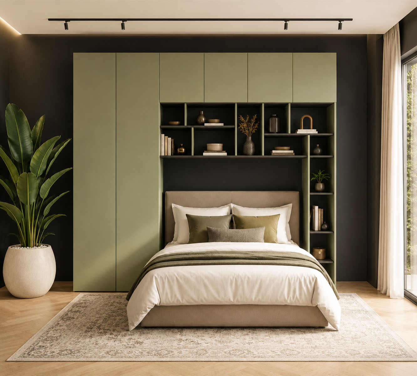 Aveline, un ensemble nuit au design sculptural qui mêle rangements généreux et niches décoratives