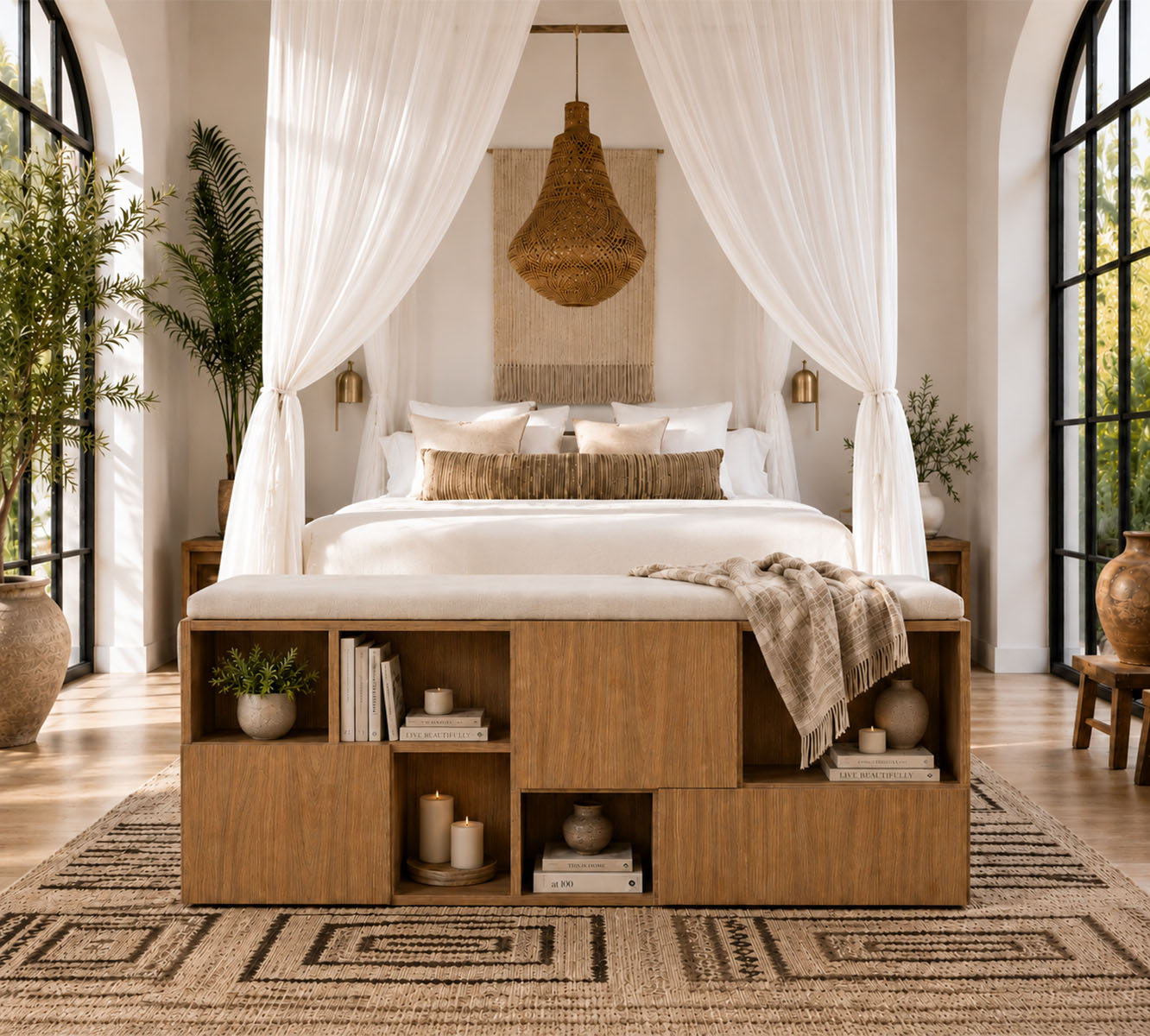Nolia, une pièce sculpturale qui transforme le bout de lit en rangement signature