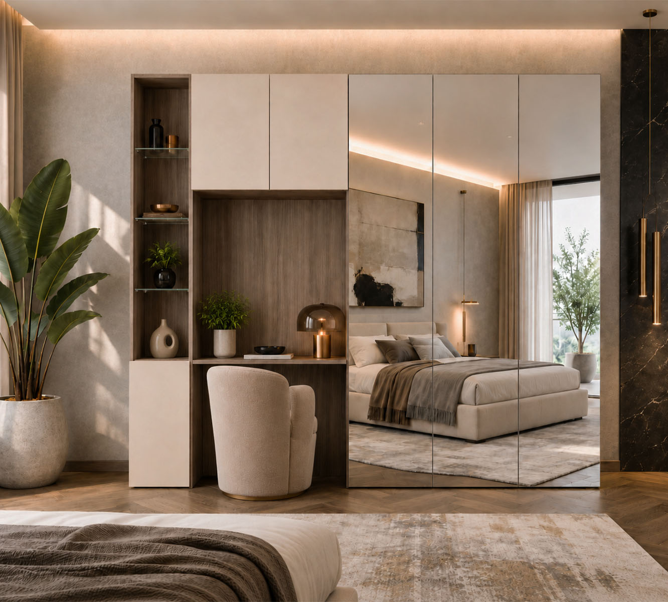Avelia, une pièce architecturale pensée pour réunir élégance, rangement et fonctionnalité dans la chambre