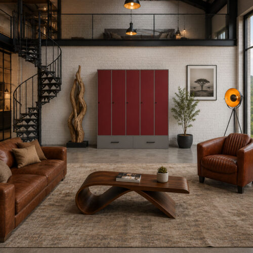 Corten, une pièce de caractère qui allie rangement généreux, lignes graphiques et contraste audacieux
